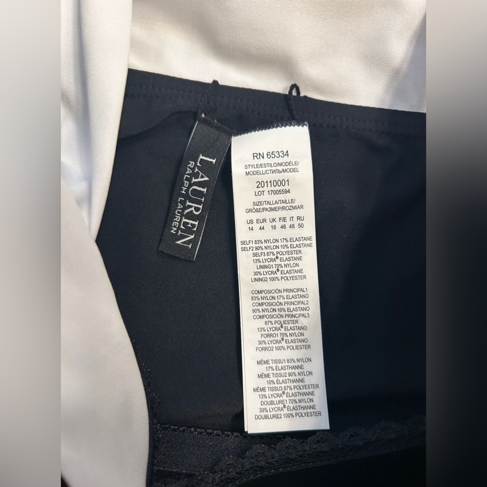 $130 NWT RALPH LAUREN 14 BLACK TIE ONE PIECE SLIMMING BEL AIR SWIMSUIT - Picture 6 of 11